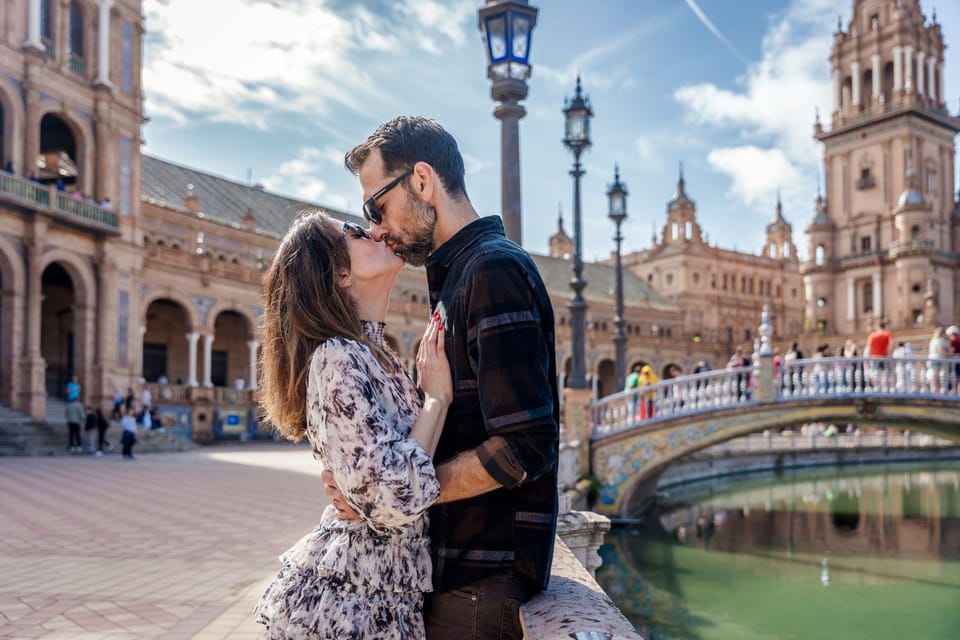 Professional photoshoot at Plaza de España in Seville
